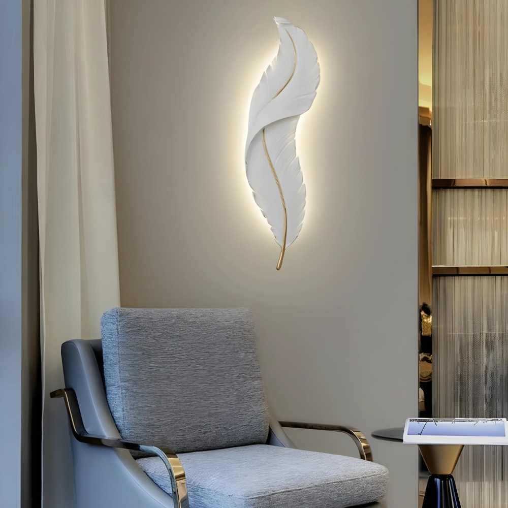 1 Feather Wall Decor in White